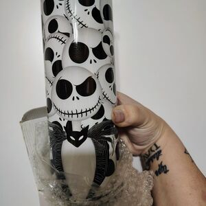 Jack Skellington Patterned Stainless Tumbler - Black & White